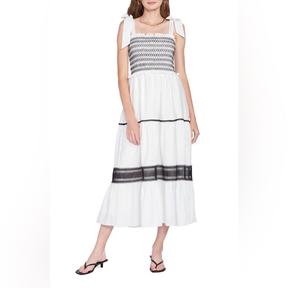 Beautiful white summer dress with ribbon tie straps
